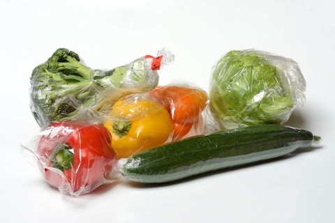 Vegetables in plastic packaging