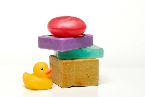 Various soaps with rubber duck
