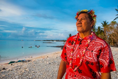Traditional dressed man at beach