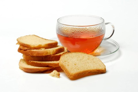 Cup rooibos tea and rusk