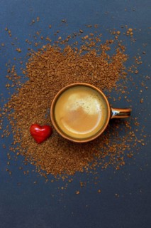 Coffee in coffee cup and instant coffee