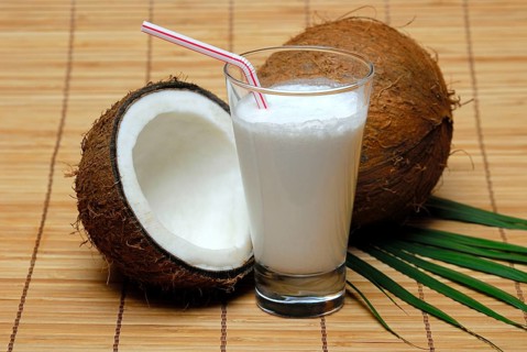 Glass of coconut milk