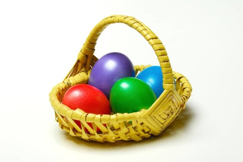 Easter eggs in basket