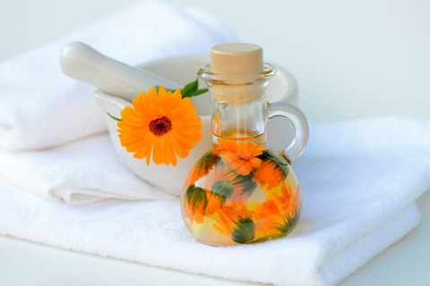Calendula oil in bottle
