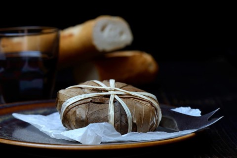 Banon goat cheese wrapped in chestnut leaves