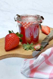 Strawberry jam in glass