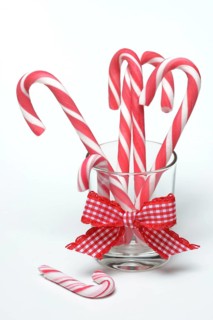Candy canes in glass