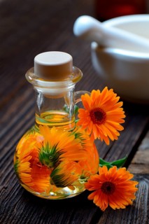 Calendula oil in bottle