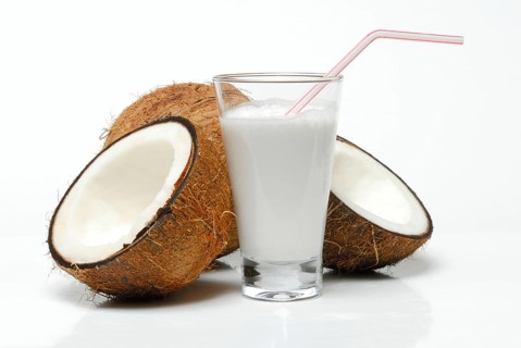 Glass of coconut milk