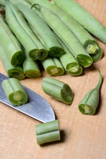 Runner beans with knife