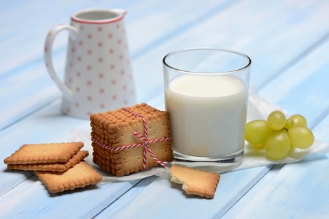 Butter biscuits and glass of milk