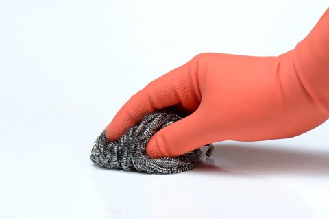 Hand with steel chips