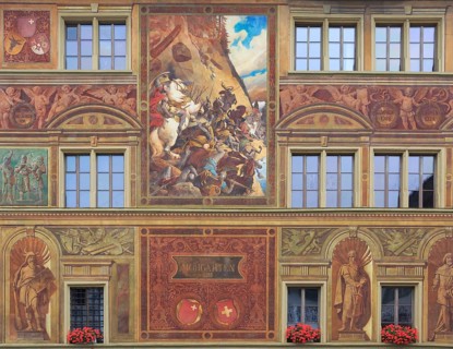 Mural of the town hall in Schwyz