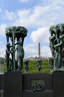 Fountain figures and monolith