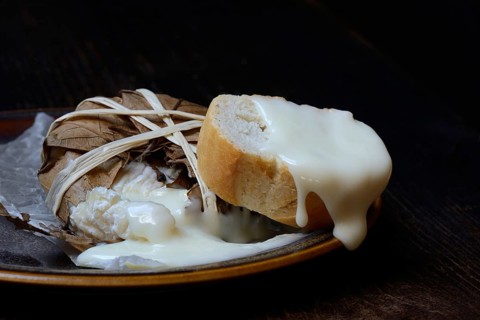 Banon goat cheese wrapped in chestnut leaves