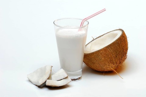 Glass of coconut milk