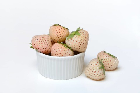 White strawberries in bowl