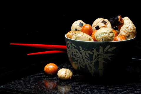Japanese rice crackers with seaweed