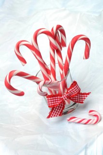 Candy canes in glass