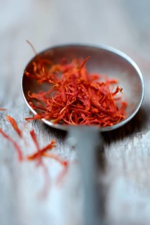 Saffron threads in spoon