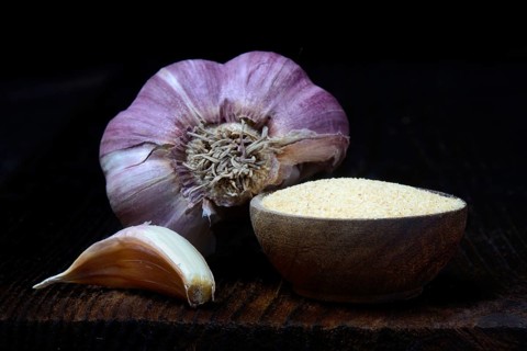 Garlic clove and garlic powder in shell