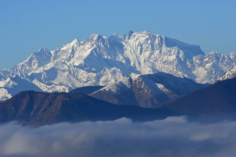 Monte Rosa massif rises above sea of clouds