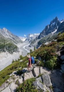 Climber on hiking trail