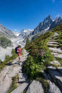 Climber on hiking trail