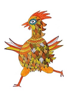 Running colorful chicken