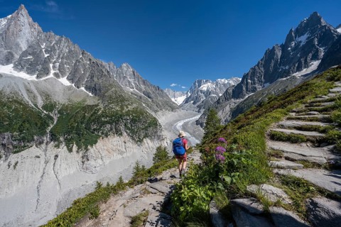 Mountaineer on hiking trail