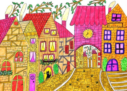 Houses with city gate
