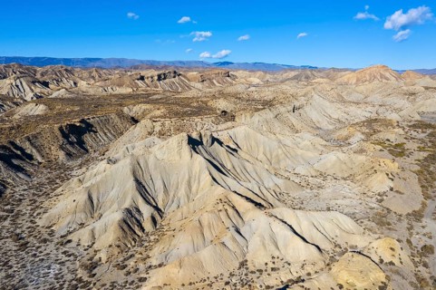 Bare ridges of eroded sandstone in the Tabernas Desert