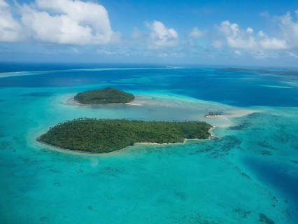 Aerial of the lagoon of Wallis