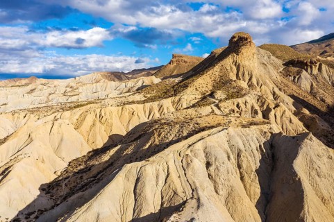 Bare ridges of eroded sandstone in the Tabernas Desert