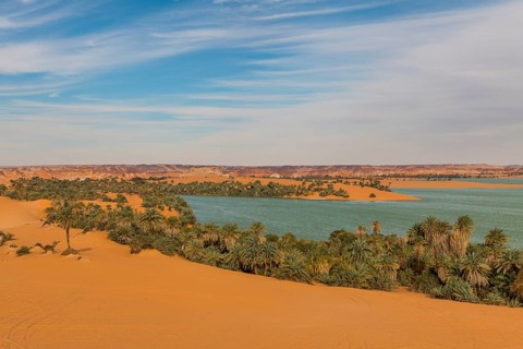 Overlook over Ounianga kebir part of the the Unesco sight Ounianga lakes