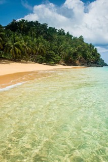 Remote tropical beach on the Unesco biosphere reserve Principe