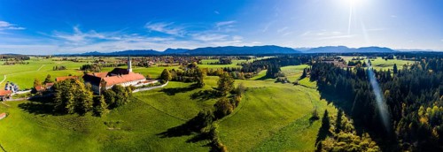 Aerial view of Reutberg Monastery