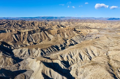 Bare ridges of eroded sandstone in the Tabernas Desert