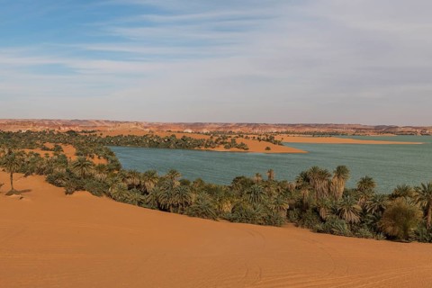 Overlook over Ounianga kebir part of the the Unesco sight Ounianga lakes