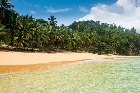 Remote tropical beach on the Unesco biosphere reserve Principe