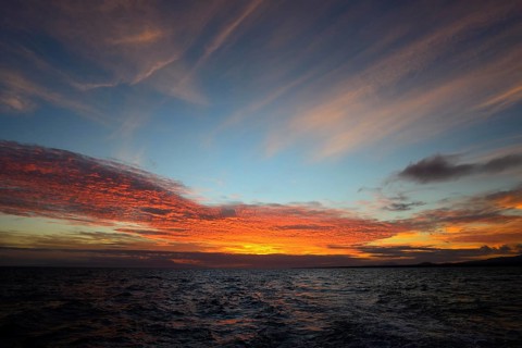 Evening glow with clouds over the Pacific Ocean
