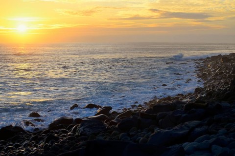 Sunset with clouds over the Pacific Ocean