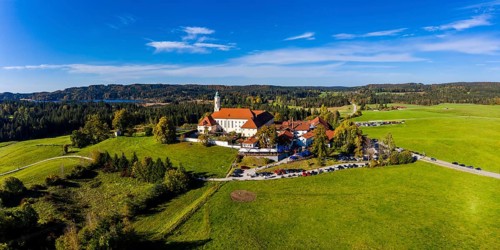 Aerial view of Reutberg Monastery