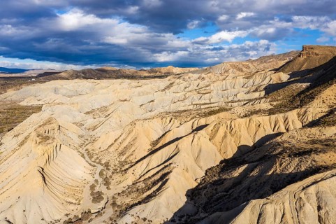 Bare ridges of eroded sandstone in the Tabernas Desert