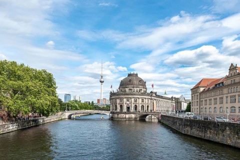 Bode Museum and television tower with Spree River