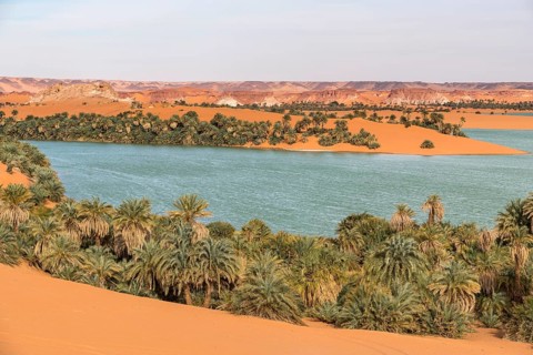 Overlook over Ounianga kebir part of the the Unesco sight Ounianga lakes