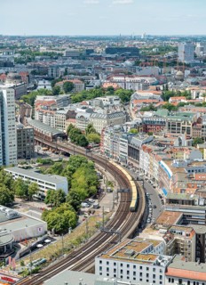 View of tracks and S-Bahn Zug