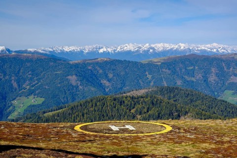 Helicopter landing site at mountain rescue