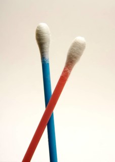 Cotton swabs on white background