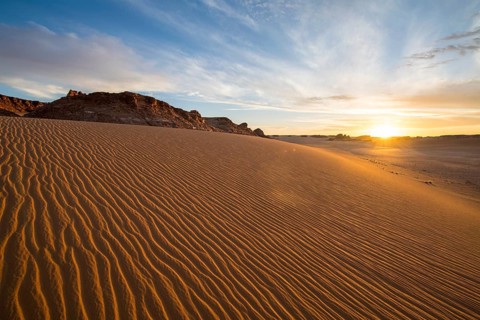 Sanddunes at sunset near the UNesco sight Ounianga lakes
